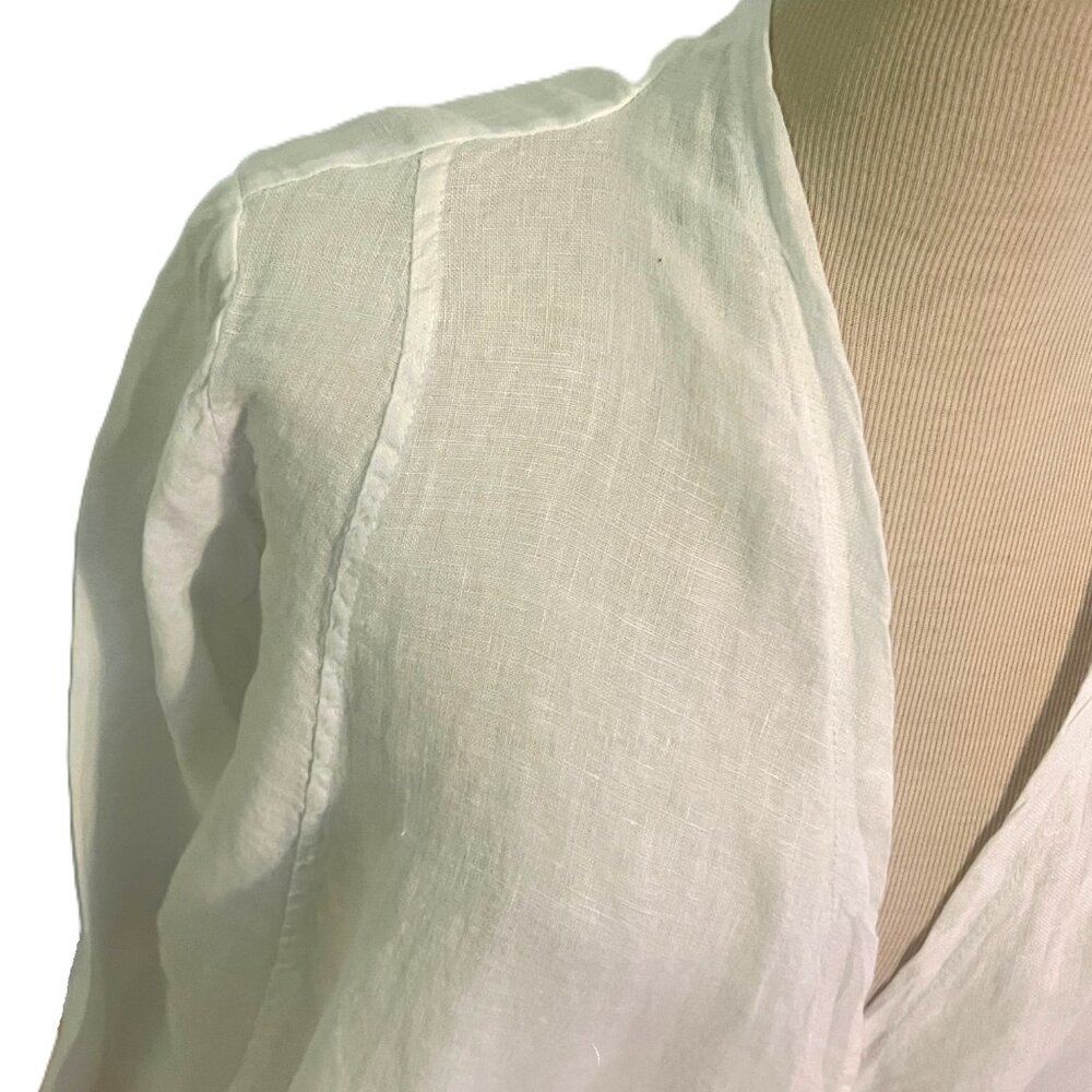NWT Tempo Paris 100% Linen Jacket Open Front White Cardigan Long Sleeve Large - Picture 3 of 8